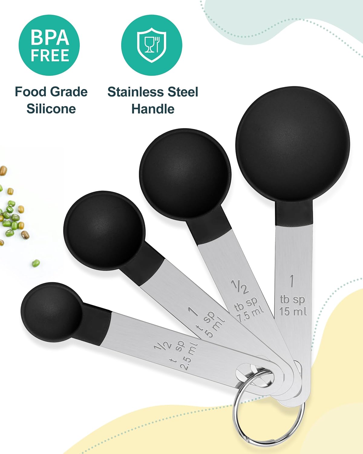 Measuring Cups and Spoons Set of 8 Pieces, nesting measuring cups for Measuring Dry or Liquid Ingredients, Stainless Steel Handle, Kitchen Gadgets for Cooking & Baking