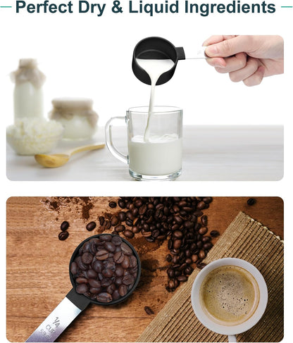 Measuring Cups and Spoons Set of 8 Pieces, nesting measuring cups for Measuring Dry or Liquid Ingredients, Stainless Steel Handle, Kitchen Gadgets for Cooking & Baking