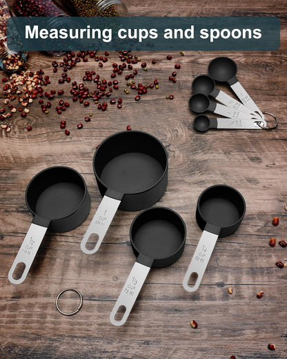 Measuring Cups and Spoons Set of 8 Pieces, nesting measuring cups for Measuring Dry or Liquid Ingredients, Stainless Steel Handle, Kitchen Gadgets for Cooking & Baking