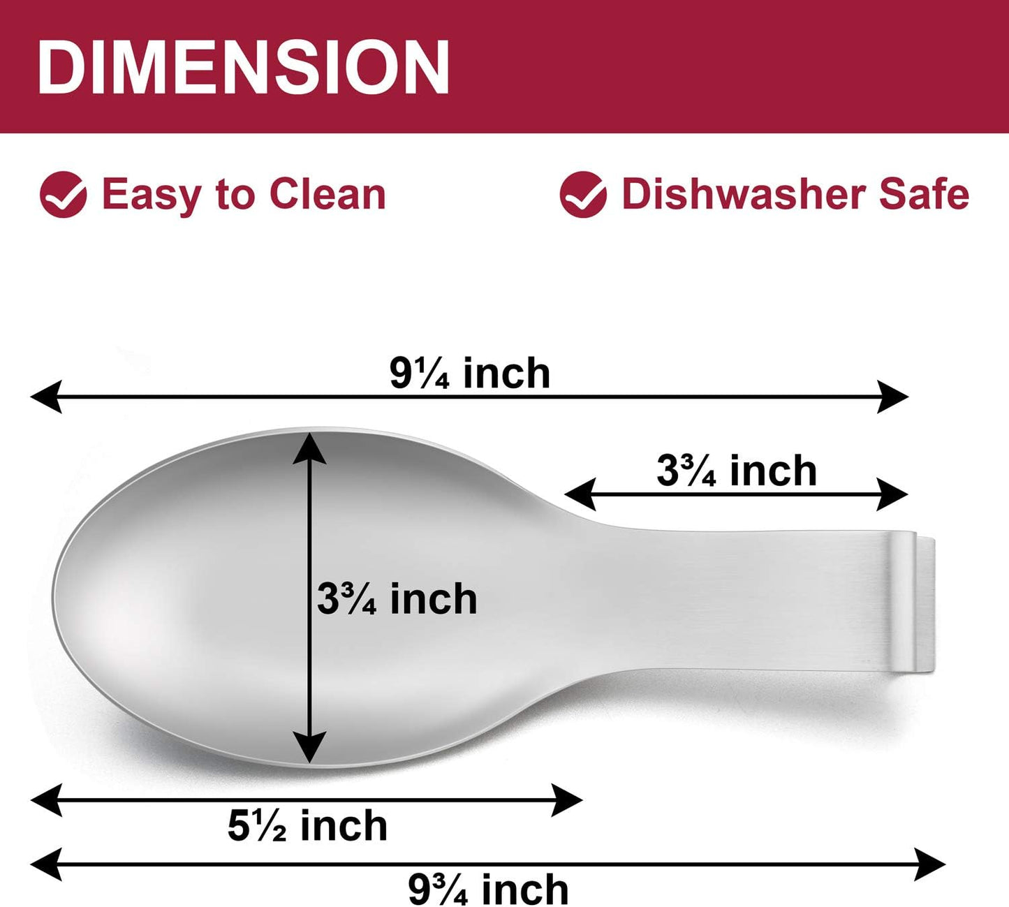 Spoon Rest Set of 2, Stainless Steel Spoon Ladle Holder Spatula Rest for Kitchen Stove Top, Large Size & Dishwasher Safe