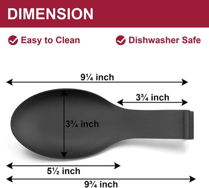 Spoon Rest Set of 2, Stainless Steel Spoon Ladle Holder Spatula Rest for Kitchen Stove Top, Large Size & Dishwasher Safe