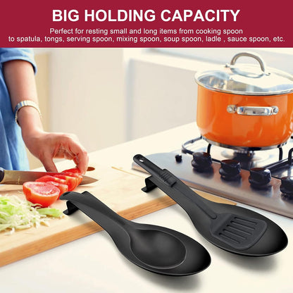 Spoon Rest Set of 2, Stainless Steel Spoon Ladle Holder Spatula Rest for Kitchen Stove Top, Large Size & Dishwasher Safe