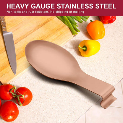 Spoon Rest Set of 2, Stainless Steel Spoon Ladle Holder Spatula Rest for Kitchen Stove Top, Large Size & Dishwasher Safe
