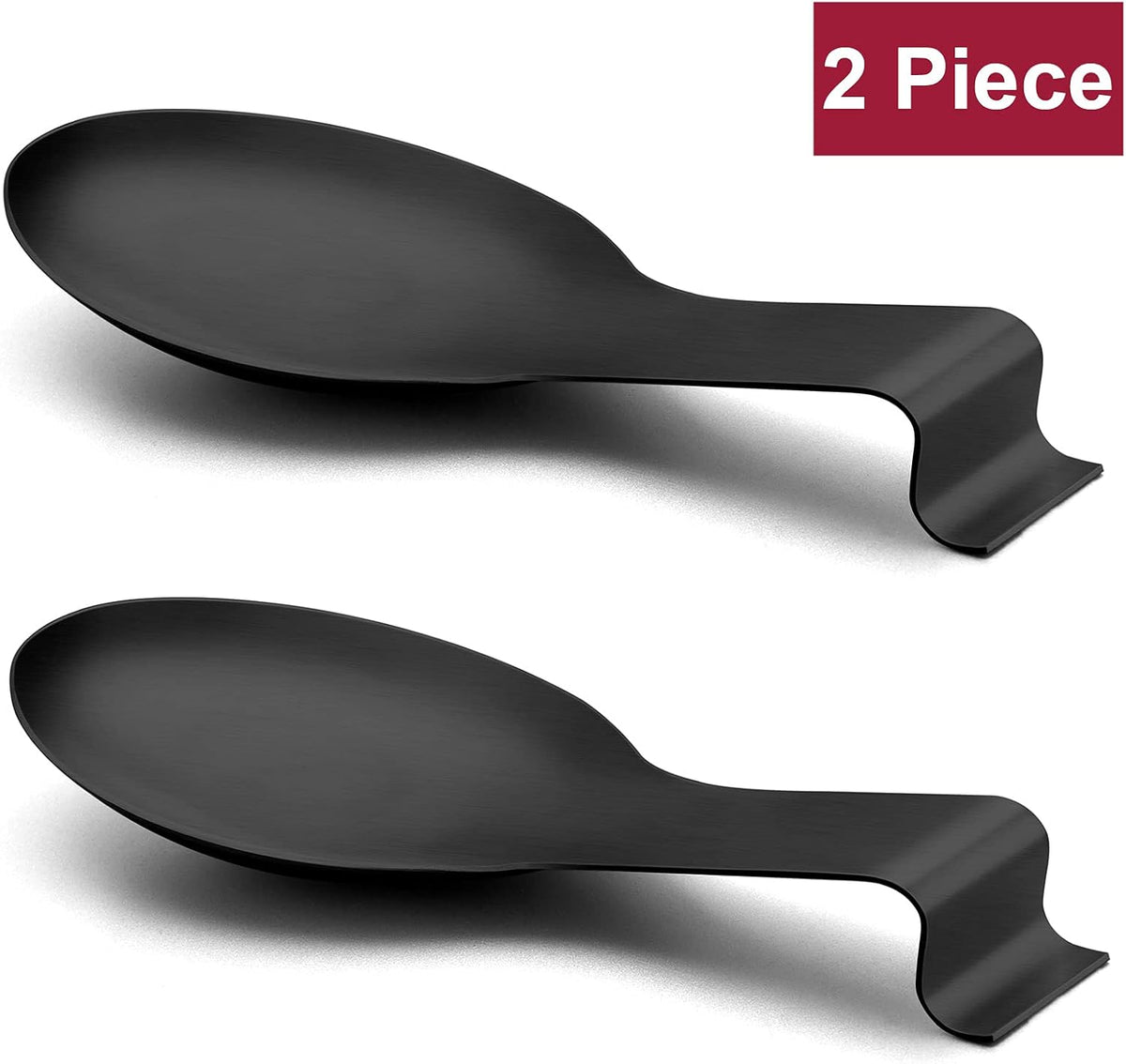 Spoon Rest Set of 2, Stainless Steel Spoon Ladle Holder Spatula Rest for Kitchen Stove Top, Large Size & Dishwasher Safe