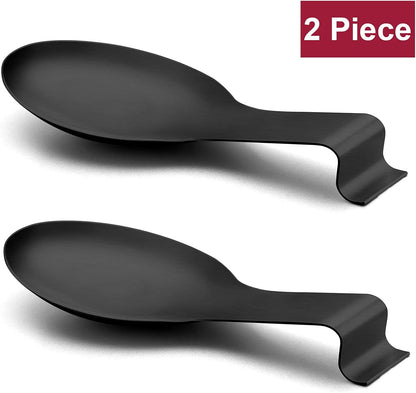 Spoon Rest Set of 2, Stainless Steel Spoon Ladle Holder Spatula Rest for Kitchen Stove Top, Large Size & Dishwasher Safe