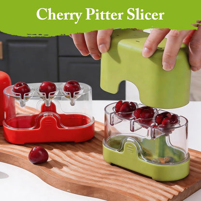 3-in-1 Cherry Pitter and Slicer, Manual Cherry Core Remover Tool Cuts Cherries in Half, for Kitchen Baking Making Cherry Jam Saving Time & Effort(Black)
