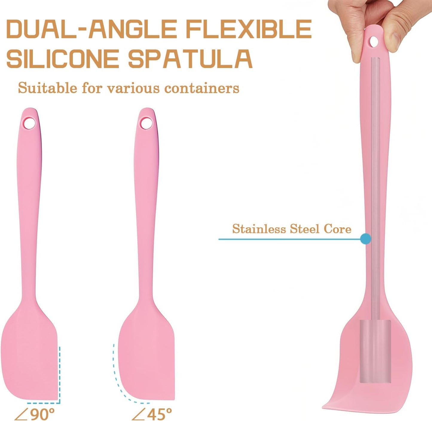 Silicone Spatula Heat Resistant Small Rubber Spatulas Cooking Utensil Set Non-Stick Flexible Rubber Essential Cooking Gadget For Cake/Cream/Pastry/Butter/Batter Mixing/Cooking-(5 Pieces)