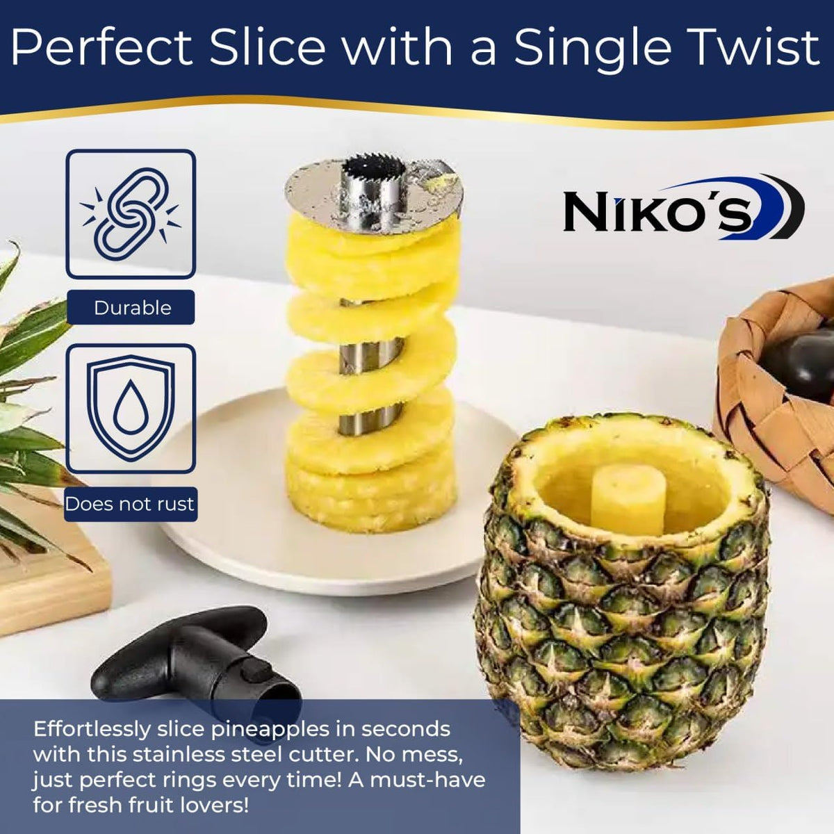 Pineapple Corer and Slicer with Apple Slicer and Corer - Pineapple Cutter Tool & Apple Cutter 8 slices - Pineapple peeler tool - Cut Pineapple - Apple Slicer 8 slices - Pineapple slicer