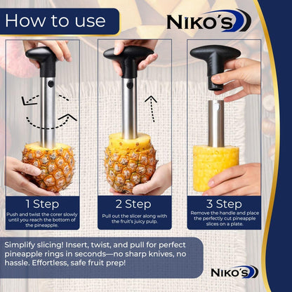 Pineapple Corer and Slicer with Apple Slicer and Corer - Pineapple Cutter Tool & Apple Cutter 8 slices - Pineapple peeler tool - Cut Pineapple - Apple Slicer 8 slices - Pineapple slicer