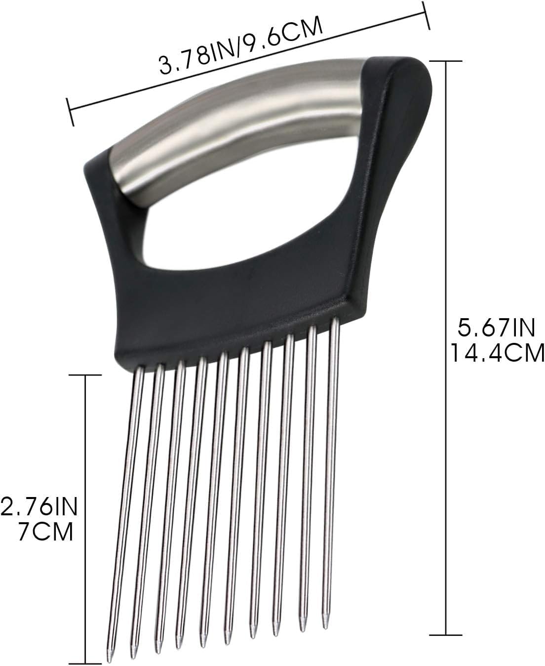 Onion Holder & Food Slicer Cutter Tool – Stainless Steel Vegetable & Fruit Slicing Assistant for Easy, Safe Cutting (Black)