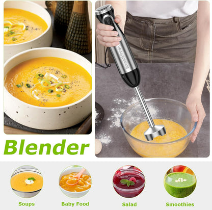 Immersion Blender with Food Processor, 20 Speeds & Turbo Mode
