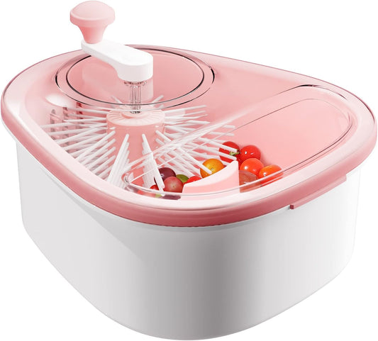 Fruit Washer and Spinner with Brush, Large Cleaning Bowl for Fruits, Vegetables and Salad, Produce Scrubber