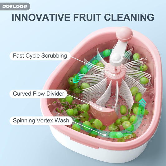 Fruit Washer and Spinner with Brush, Large Cleaning Bowl for Fruits, Vegetables and Salad, Produce Scrubber