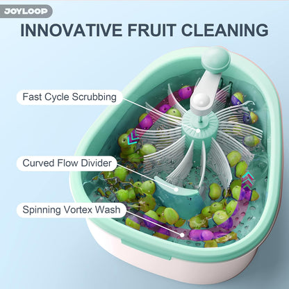 Fruit Washer and Spinner with Brush, Large Cleaning Bowl for Fruits, Vegetables and Salad, Produce Scrubber