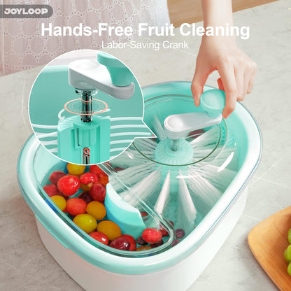 Fruit Washer and Spinner with Brush, Large Cleaning Bowl for Fruits, Vegetables and Salad, Produce Scrubber
