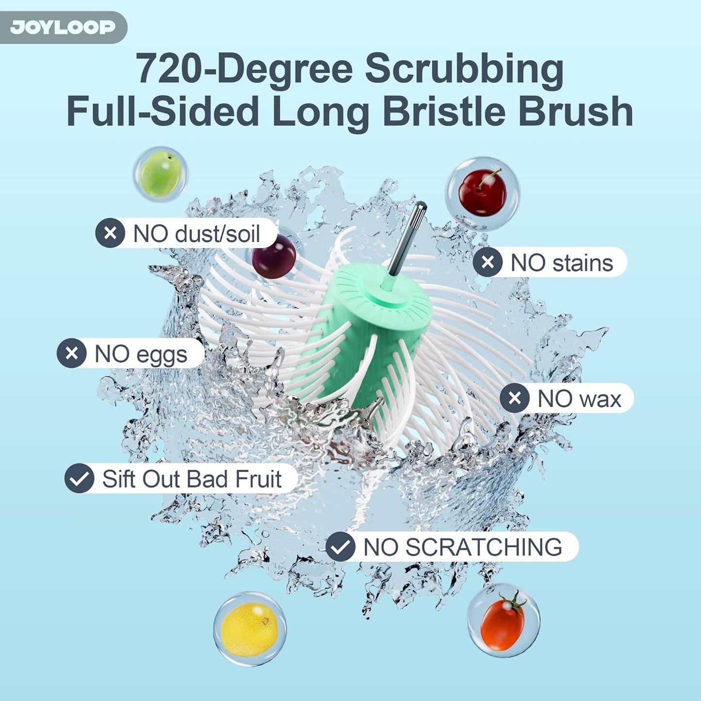 Fruit Washer and Spinner with Brush, Large Cleaning Bowl for Fruits, Vegetables and Salad, Produce Scrubber