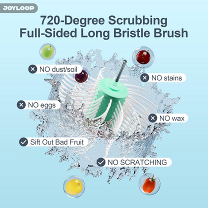 Fruit Washer and Spinner with Brush, Large Cleaning Bowl for Fruits, Vegetables and Salad, Produce Scrubber