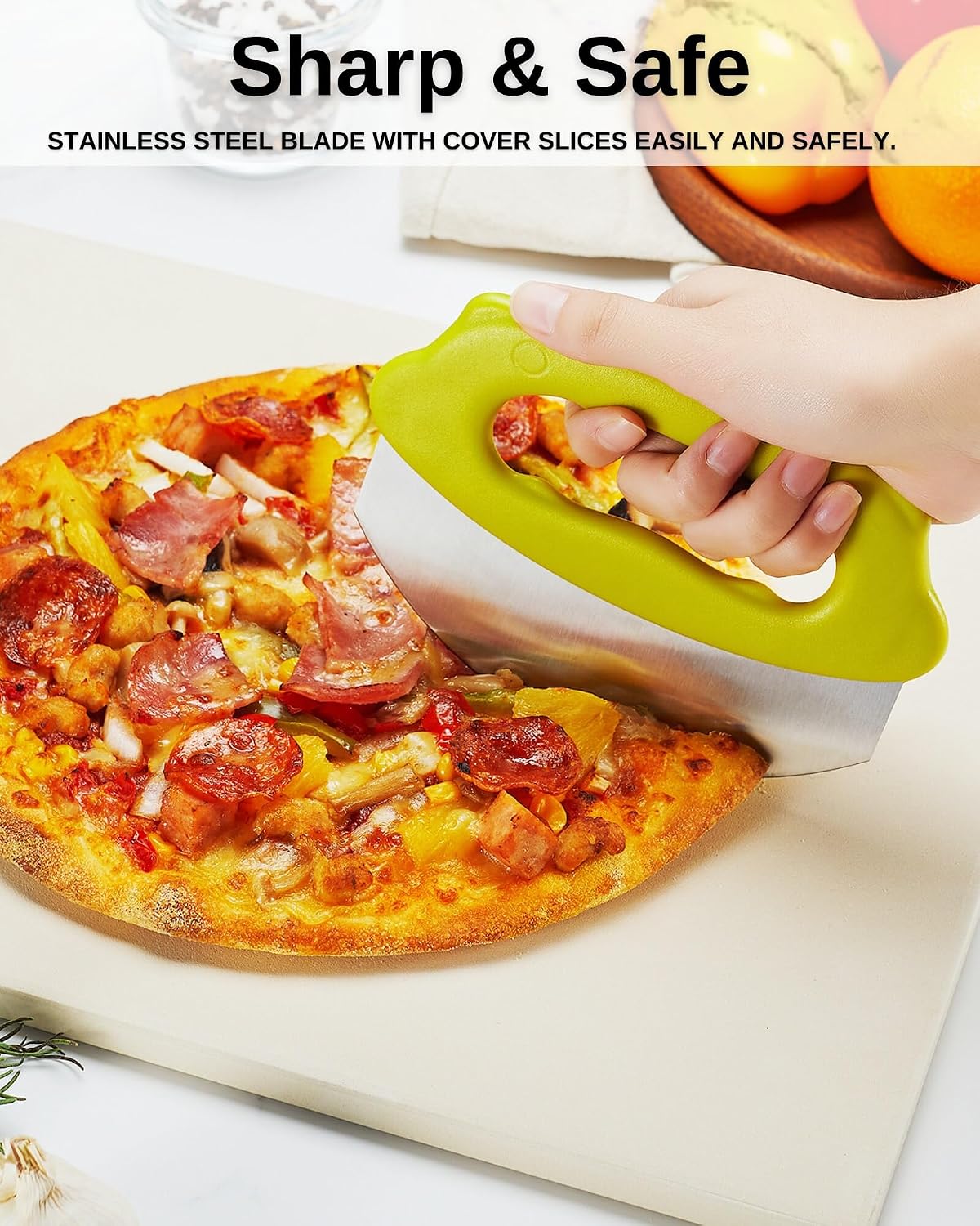 Pizza Dough Docker Roller with Stainless Steel Spikes and Pizza Cutter with Protective Cover, Includes Cleaning Brush and Canvas Bag, Perfect for Homemade Pizza, Pie, and Pastry