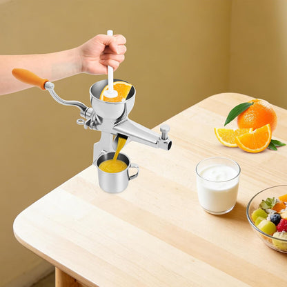 Manual Wheatgrass Juicer 304 Stainless Steel, Portable Crank Wheatgrass Extractor Hand Press Fruit & Vegetable Squeezer with C-Clamp & Juice Cup for Wheatgrass Celery Carrots Oranges, Easy Clean