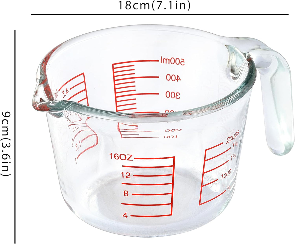 Glass Measuring Cup For Baking and Cooking, Apartment Kitchen Tools (16 oz)