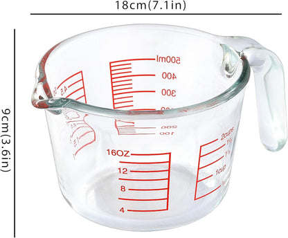 Glass Measuring Cup For Baking and Cooking, Apartment Kitchen Tools (16 oz)