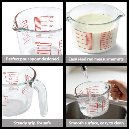 Glass Measuring Cup For Baking and Cooking, Apartment Kitchen Tools (16 oz)