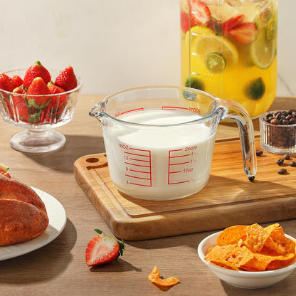 Glass Measuring Cup For Baking and Cooking, Apartment Kitchen Tools (16 oz)