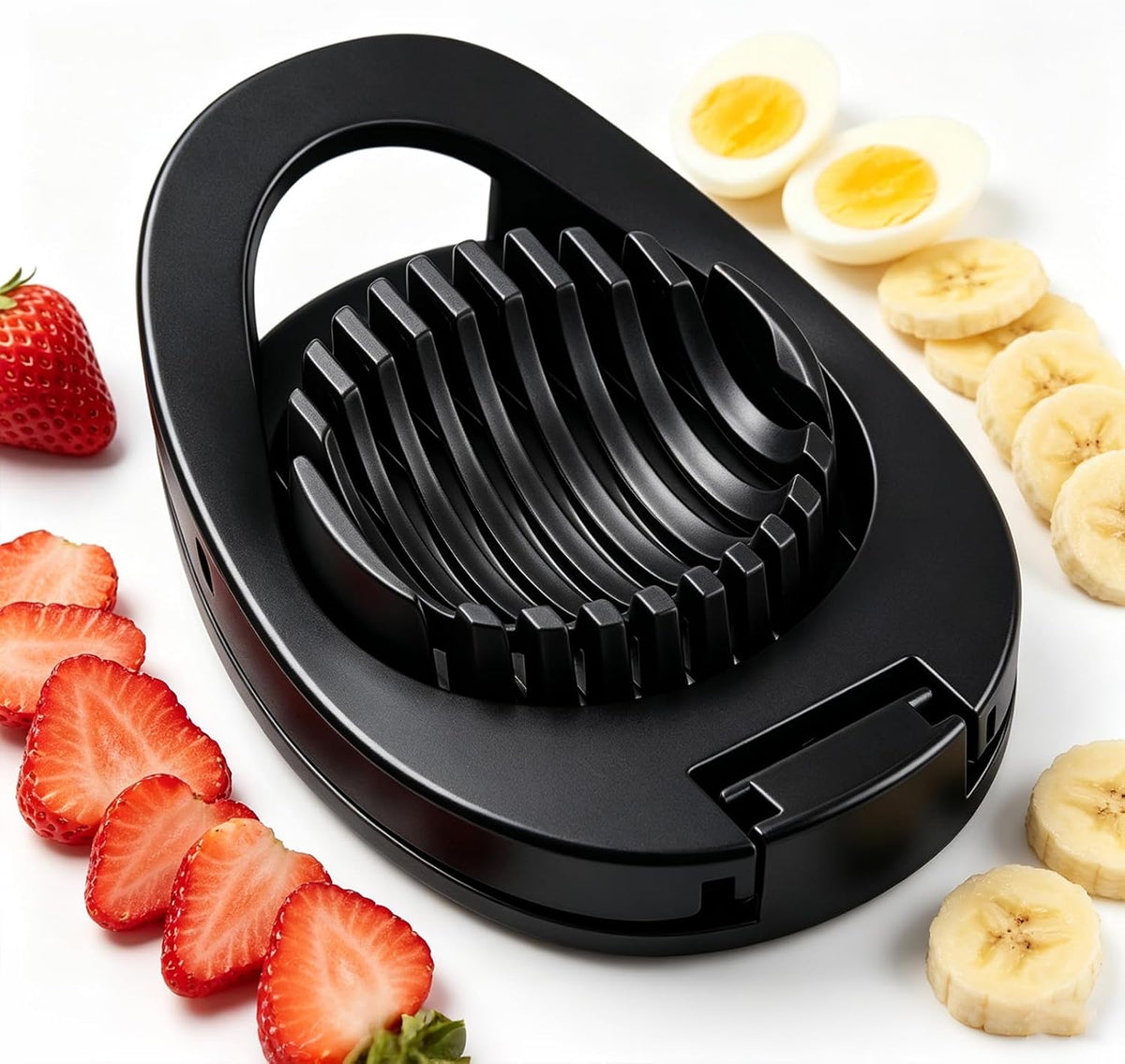 FANTEXY Egg Slicer for Hard Boiled Eggs And Soft Fruit, Black