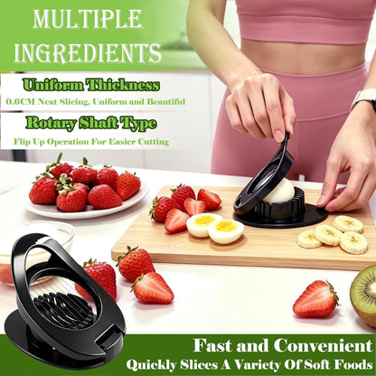 FANTEXY Egg Slicer for Hard Boiled Eggs And Soft Fruit, Black