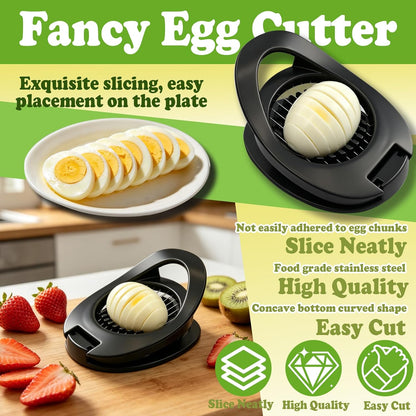 FANTEXY Egg Slicer for Hard Boiled Eggs And Soft Fruit, Black