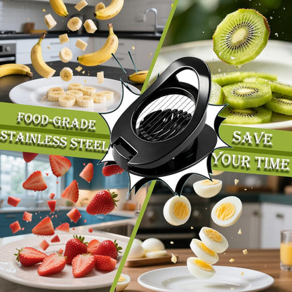FANTEXY Egg Slicer for Hard Boiled Eggs And Soft Fruit, Black