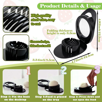 FANTEXY Egg Slicer for Hard Boiled Eggs And Soft Fruit, Black