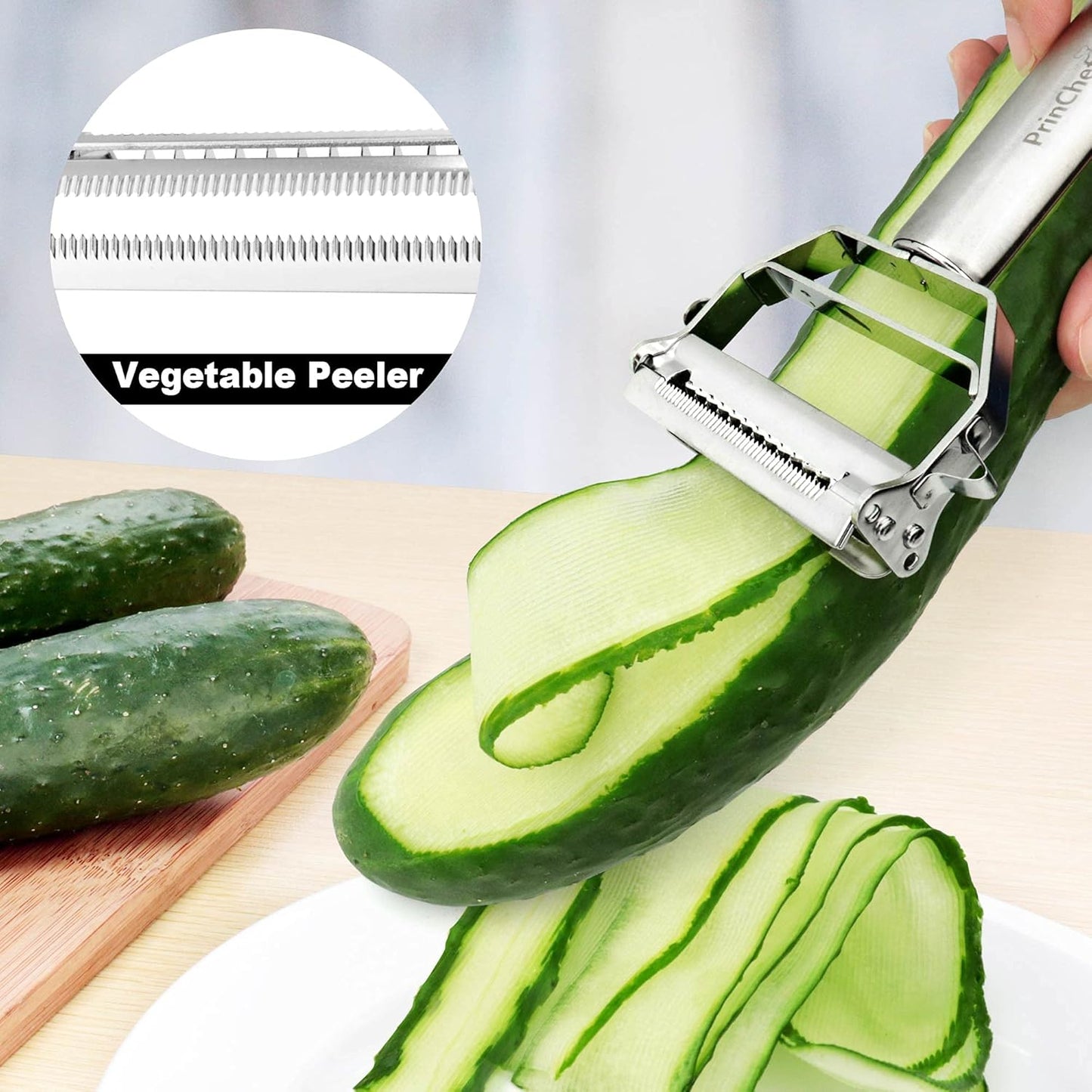 Vegetable Peeler, 3 in 1 Versatile Y Potato Peeler for Kitchen| Ultra Sharp Julienne Peeler with Anti-Slip Handle | Stainless Steel No-Rust Veggie Peeler, Heavy Duty
