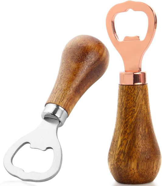 2 Pack Walnut Handle Bottle Opener Beer Opener for Home Bar Kitchen