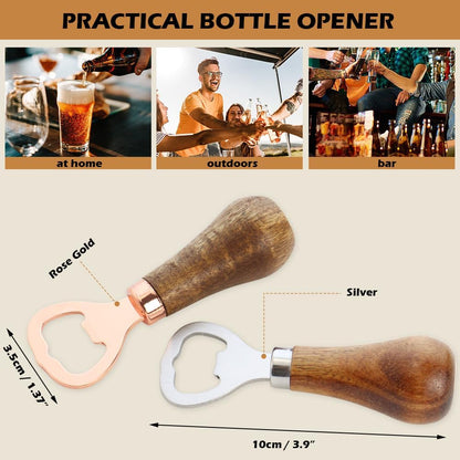 2 Pack Walnut Handle Bottle Opener Beer Opener for Home Bar Kitchen