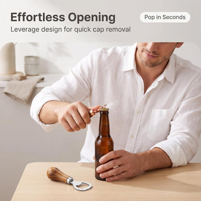 2 Pack Walnut Handle Bottle Opener Beer Opener for Home Bar Kitchen
