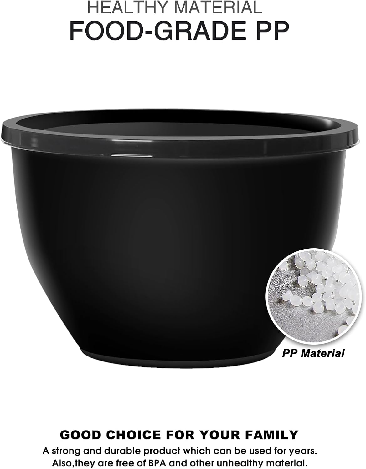 Plastic Mixing Bowls with Lids Set for Kitchen, 5 Set Nesting Bowls for Mixing, Baking, Prepping, Cooking and Serving Food, Mixing Bowls Dishwasher, Microwave Safe