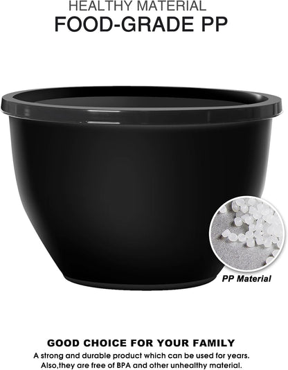 Plastic Mixing Bowls with Lids Set for Kitchen, 5 Set Nesting Bowls for Mixing, Baking, Prepping, Cooking and Serving Food, Mixing Bowls Dishwasher, Microwave Safe