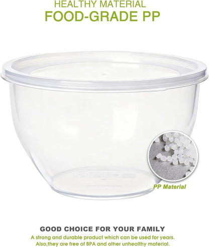 Plastic Mixing Bowls with Lids Set for Kitchen, 5 Set Nesting Bowls for Mixing, Baking, Prepping, Cooking and Serving Food, Mixing Bowls Dishwasher, Microwave Safe