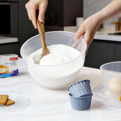Plastic Mixing Bowls with Lids Set for Kitchen, 5 Set Nesting Bowls for Mixing, Baking, Prepping, Cooking and Serving Food, Mixing Bowls Dishwasher, Microwave Safe
