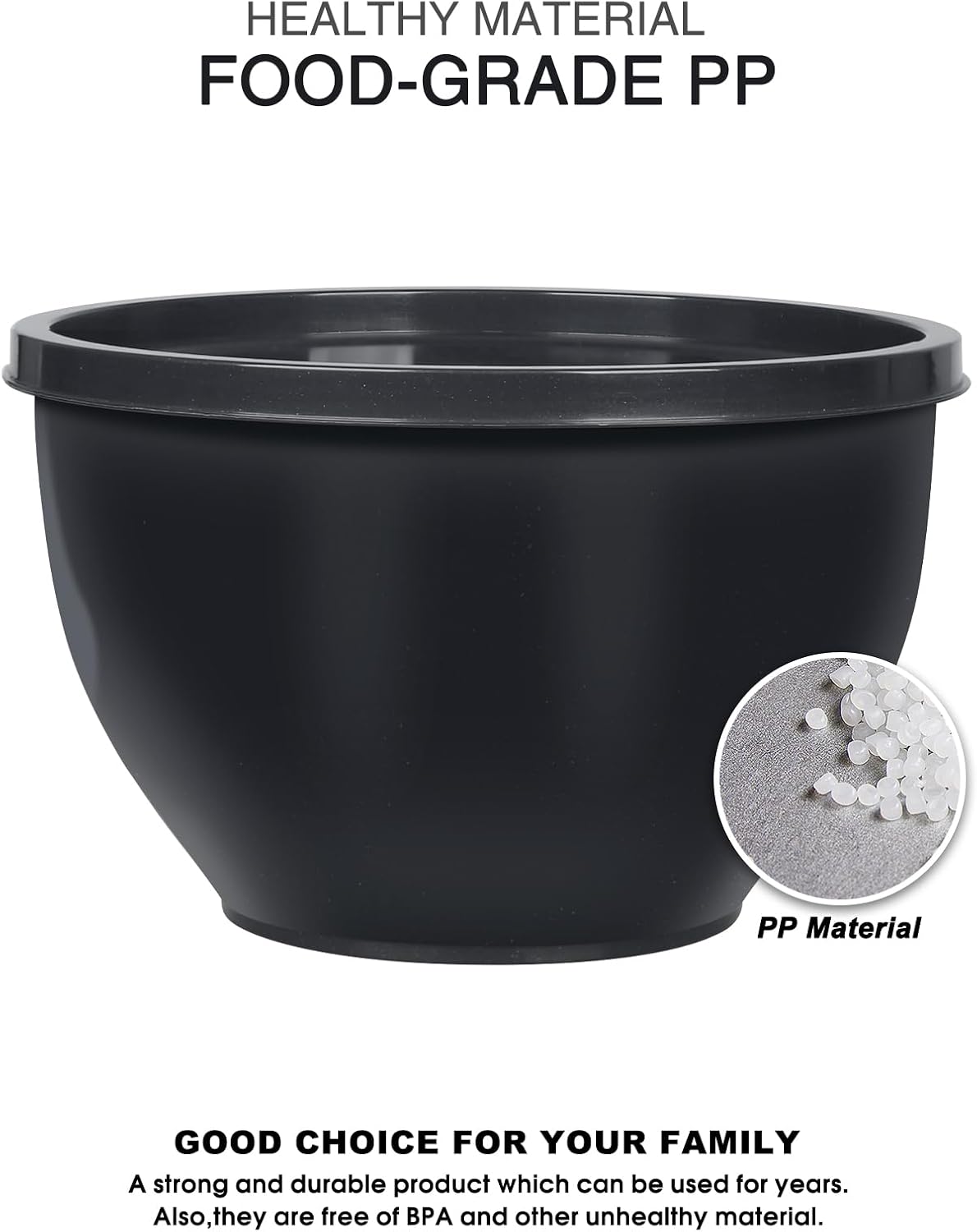 Plastic Mixing Bowls with Lids Set for Kitchen, 5 Set Nesting Bowls for Mixing, Baking, Prepping, Cooking and Serving Food, Mixing Bowls Dishwasher, Microwave Safe