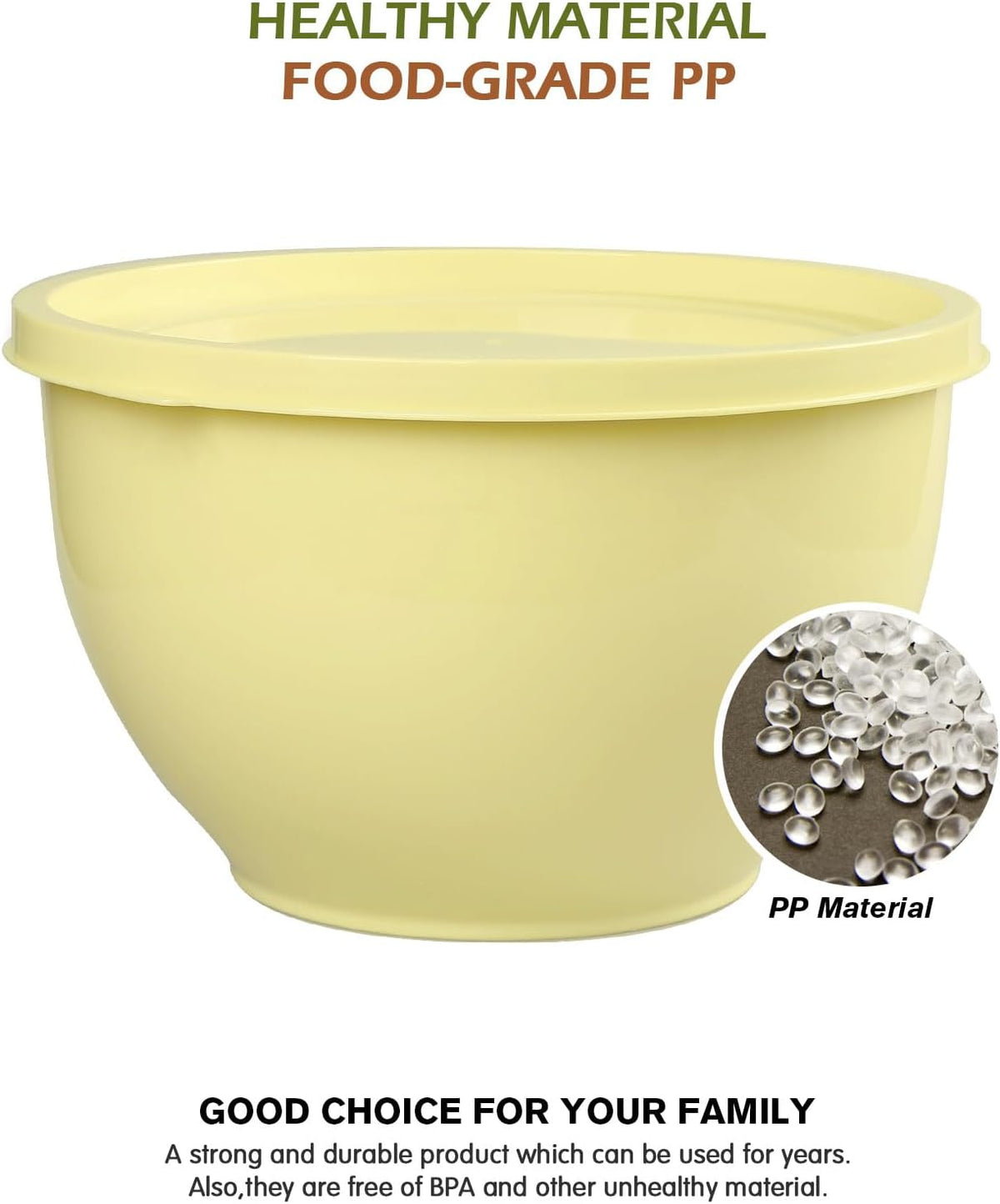Plastic Mixing Bowls with Lids Set for Kitchen, 5 Set Nesting Bowls for Mixing, Baking, Prepping, Cooking and Serving Food, Mixing Bowls Dishwasher, Microwave Safe
