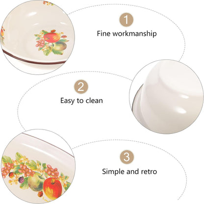 Enamel mixing bowls Vintage Enamelware Washing Basin Kitchen Bowl Porcelain Egg Beating Bowl Plate Dish for Fruit Salad Pasta Dinner Random Style