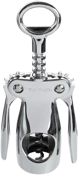 Vinturi Wing Corkscrew Wine Built-in Bottle Opener, Silver, one size (V9032)