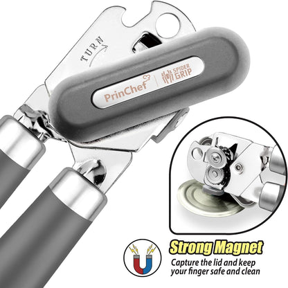 Can Opener, No-Trouble-Lid-Lift Manual Handheld Can Opener with Magnet, Smooth Edge Safe Cut for Beer/Tin/Bottle, Big Turning Knob Anti-Slip Handle Good for Seniors with Arthritis