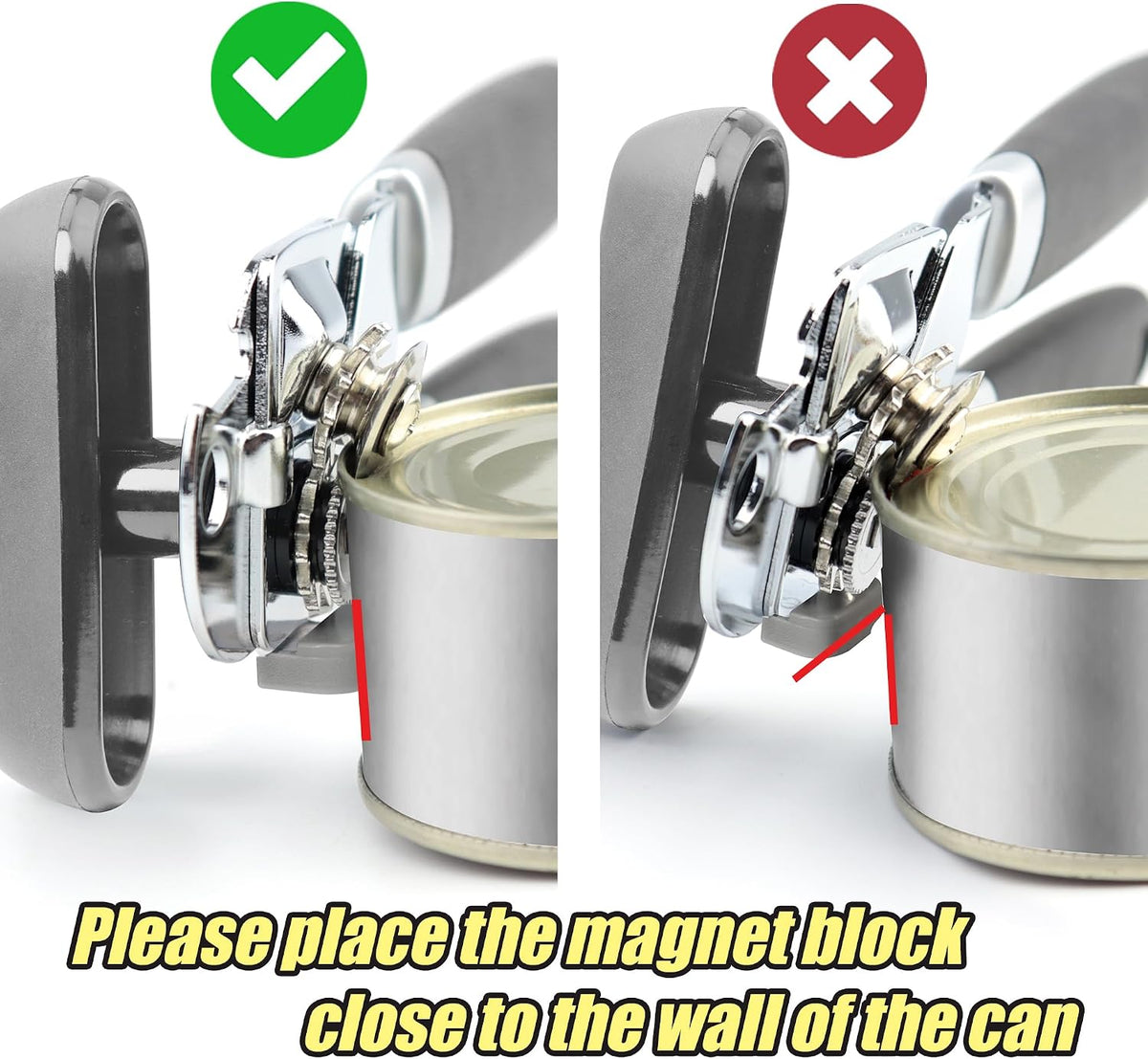 Can Opener, No-Trouble-Lid-Lift Manual Handheld Can Opener with Magnet, Smooth Edge Safe Cut for Beer/Tin/Bottle, Big Turning Knob Anti-Slip Handle Good for Seniors with Arthritis
