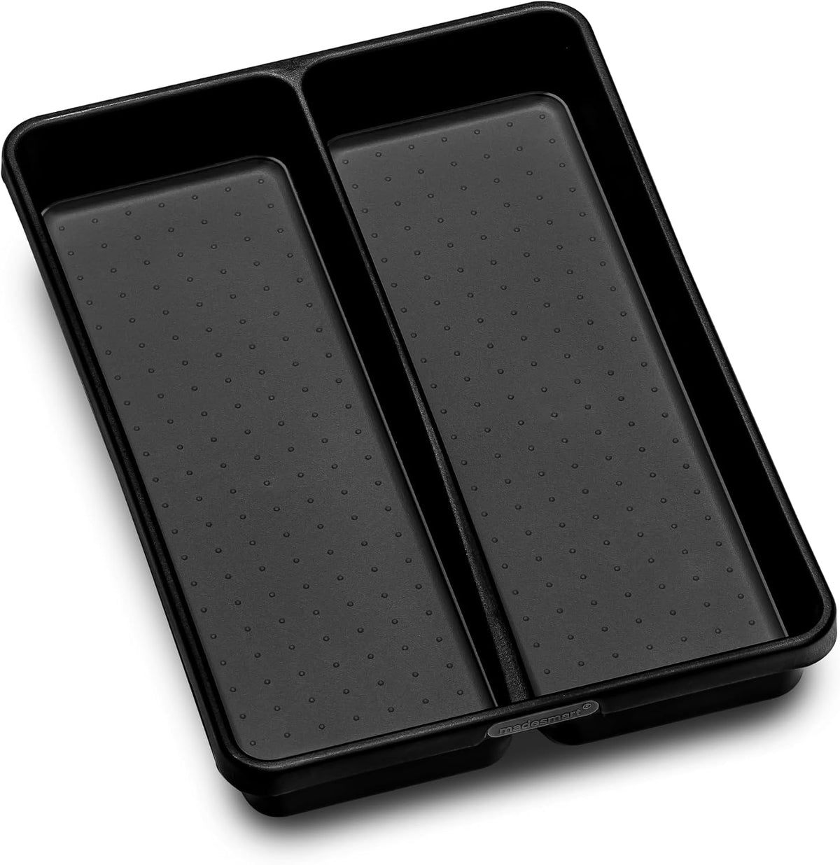 Classic 2 Compartment Compact Kitchen Tool Tray, White | non slip feet, rounded corners, soft grip lining, wide channels, spatulas whisks tongs, ladles serving spoons, woman owned