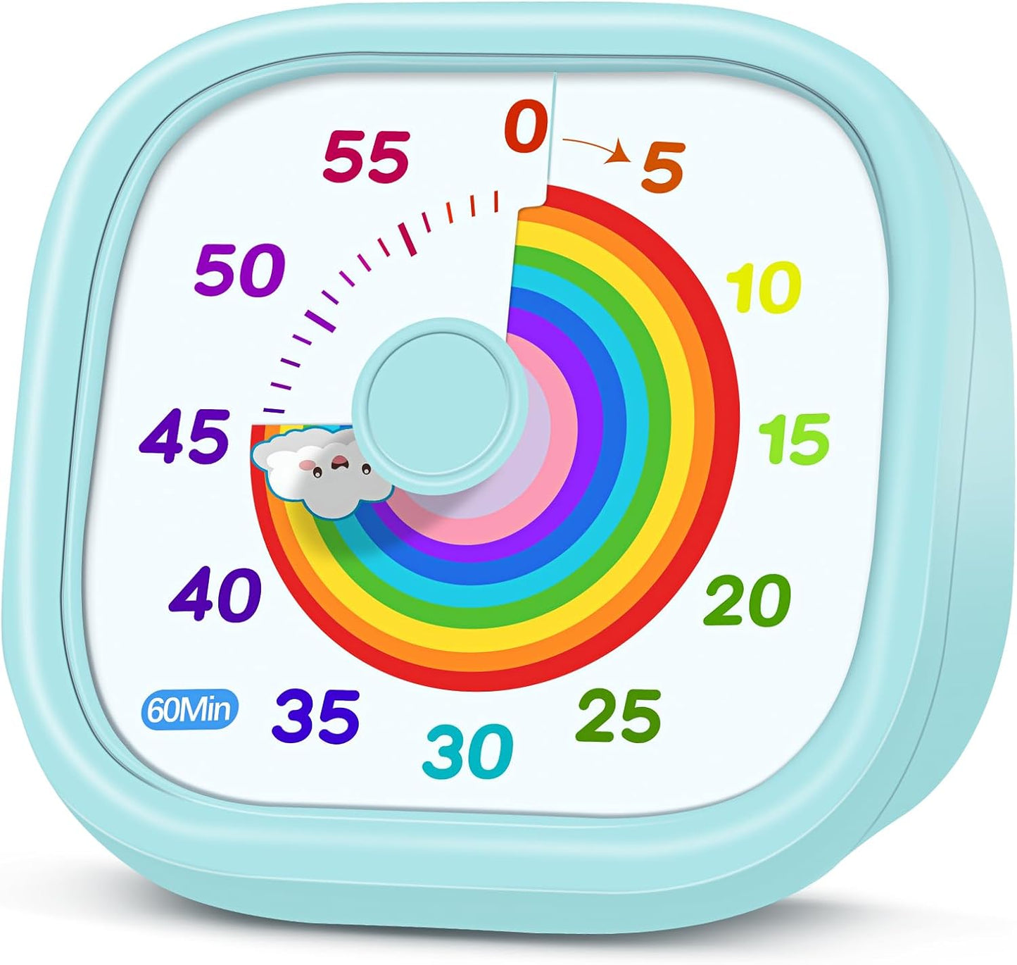 Visual Timer for Kids - 60 Minute Pomodoro Timers for Classroom Kitchen Office, Countdown Kids Timer Clock with Rainbow Disk, Desk Time Management Tool for Toddler with Silent Operation, Blue