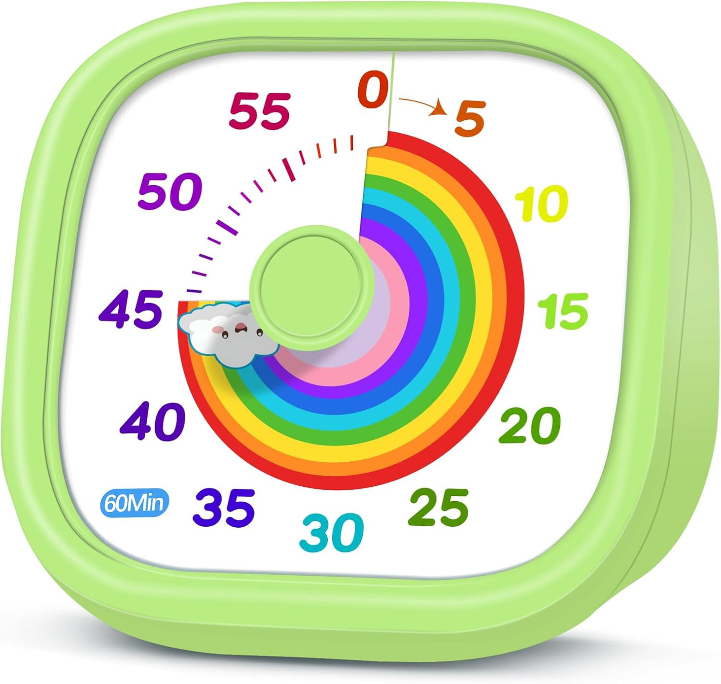 Visual Timer for Kids - 60 Minute Pomodoro Timers for Classroom Kitchen Office, Countdown Kids Timer Clock with Rainbow Disk, Desk Time Management Tool for Toddler with Silent Operation, Blue