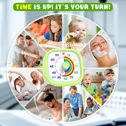 Visual Timer for Kids - 60 Minute Pomodoro Timers for Classroom Kitchen Office, Countdown Kids Timer Clock with Rainbow Disk, Desk Time Management Tool for Toddler with Silent Operation, Blue